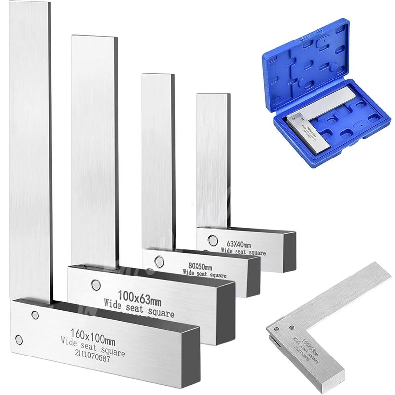 Atarvana Machinist Square Set 2, 3, 4, 6 Inch, Mechanical Steel High Precision Squares, Harden Carbon Steel, 90 Degree Wide Base, L-Type Right Angle Ruler Tool for Woodworking - Image 1